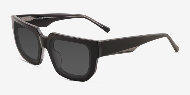 Bandit Noir AcétateSoleil de Lunette de vue d'EyeBuyDirect, Vue d'Angle
