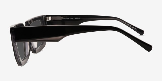 Bandit Noir AcétateSoleil de Lunette de vue d'EyeBuyDirect, Vue de Côté