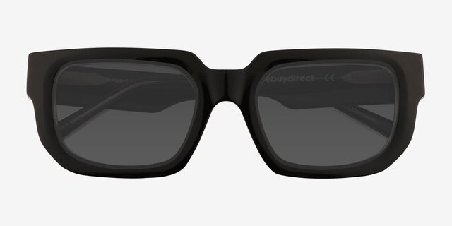 Bandit Noir AcétateSoleil de Lunette de vue d'EyeBuyDirect, Vue Rapprochée