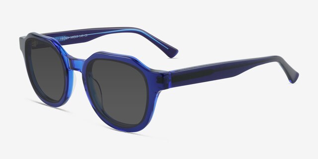 Frenzy Clear Blue AcetateSunglass Frames from EyeBuyDirect, Angle View
