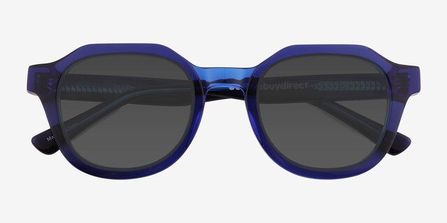 Frenzy Clear Blue AcetateSunglass Frames from EyeBuyDirect, Closed View