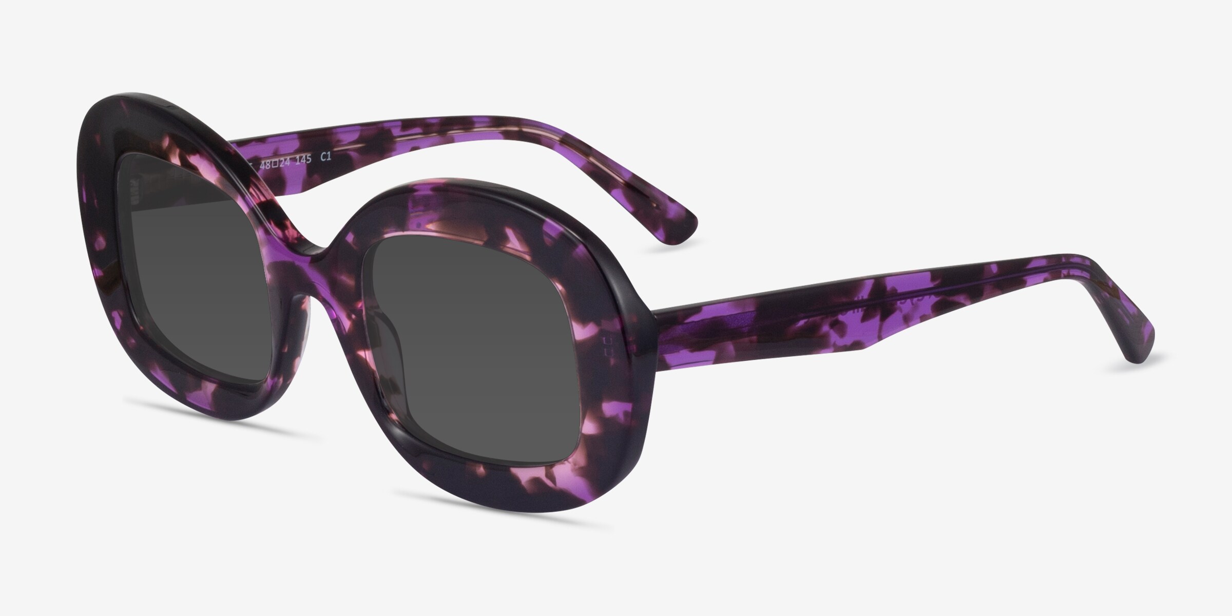 Women\'s Tortoiseshell Sunglasses with Purple Gradient Lenses Oversized Square Tortoise Sunglasses | Anne Klein main image 4