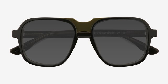 Abyss Dark Olive Green AcetateSunglass Frames from EyeBuyDirect, Closed View