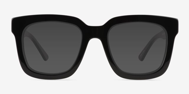 Los Angeles Black AcetateSunglass Frames from EyeBuyDirect, Front View