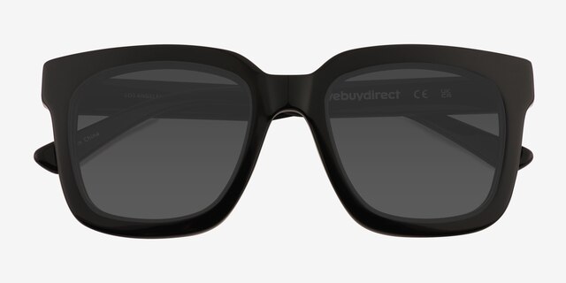 Los Angeles Black AcetateSunglass Frames from EyeBuyDirect, Closed View