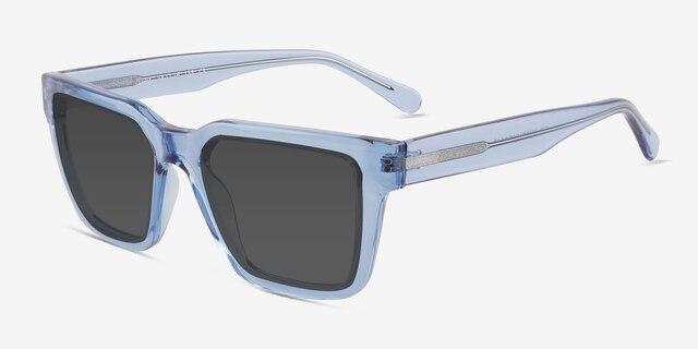 Zoink Clear Blue PlasticSunglass Frames from EyeBuyDirect, Angle View