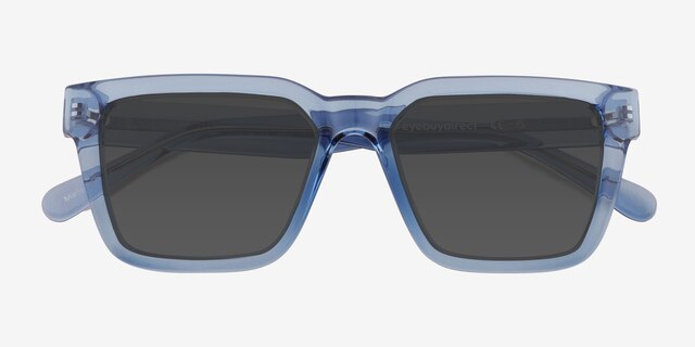 Zoink Clear Blue PlasticSunglass Frames from EyeBuyDirect, Closed View