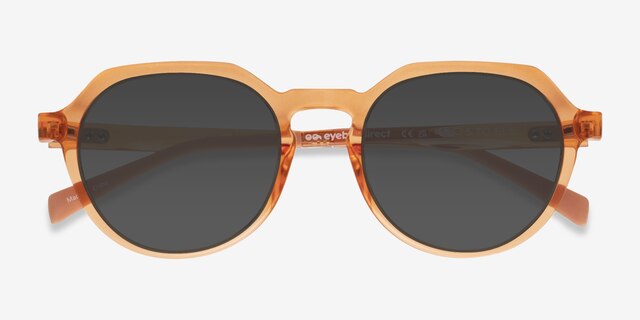 Newleaf Clear Orange PlasticSunglass Frames from EyeBuyDirect, Closed View