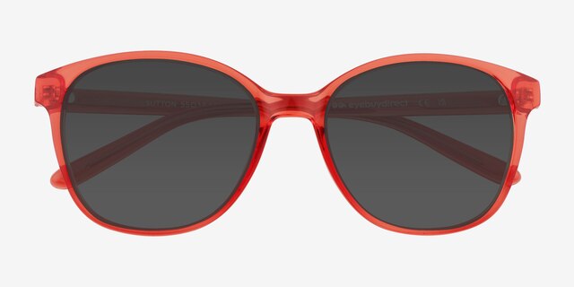 Sutton Clear Coral PlasticSunglass Frames from EyeBuyDirect, Closed View