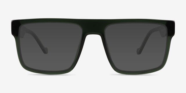Calloway Clear Dark Green PlasticSunglass Frames from EyeBuyDirect, Front View