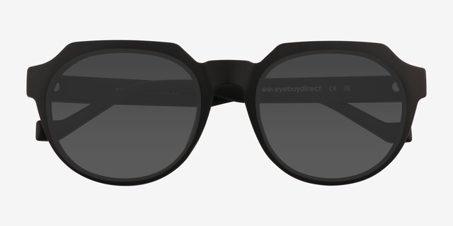 Greer Matte Black PlasticSunglass Frames from EyeBuyDirect, Closed View