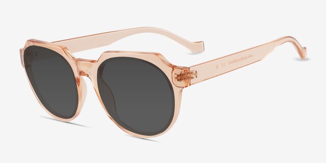 Greer Clear Champagne PlasticSunglass Frames from EyeBuyDirect, Angle View