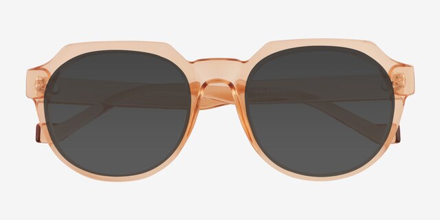Greer Clear Champagne PlasticSunglass Frames from EyeBuyDirect, Closed View