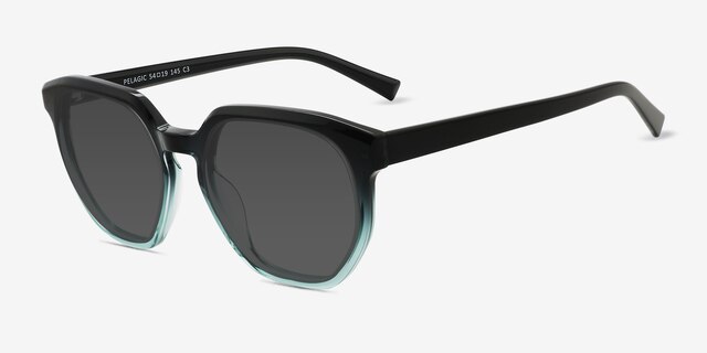 Pelagic Black Green AcetateSunglass Frames from EyeBuyDirect, Angle View