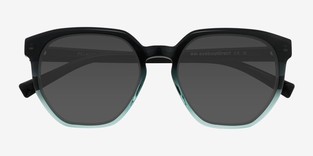 Pelagic Black Green AcetateSunglass Frames from EyeBuyDirect, Closed View