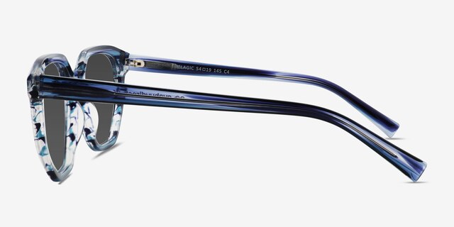 Pelagic Striped Blue AcetateSunglass Frames from EyeBuyDirect, Side View