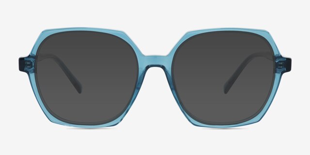 Froth Blue PlasticSunglass Frames from EyeBuyDirect, Front View