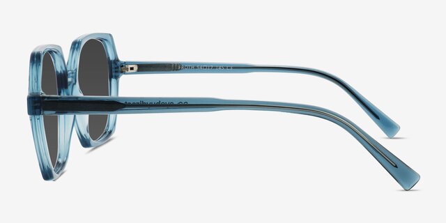 Froth Blue PlasticSunglass Frames from EyeBuyDirect, Side View