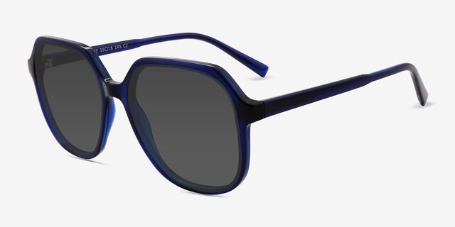 Azure Navy PlasticSunglass Frames from EyeBuyDirect, Angle View