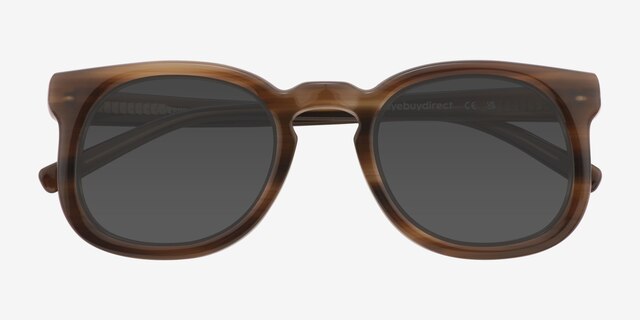 Averill Striped Brown AcetateSunglass Frames from EyeBuyDirect, Closed View
