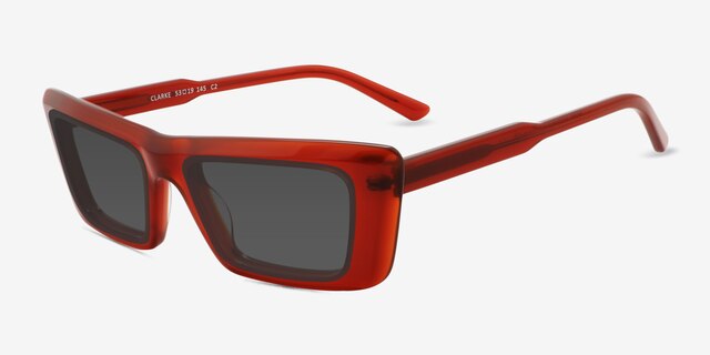 Clarke Red AcetateSunglass Frames from EyeBuyDirect, Angle View