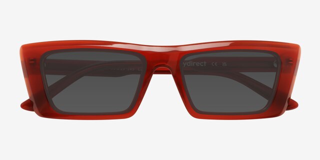 Clarke Red AcetateSunglass Frames from EyeBuyDirect, Closed View