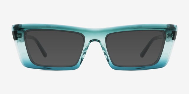 Clarke Green Blue AcetateSunglass Frames from EyeBuyDirect, Front View