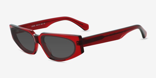 Cooke Red AcetateSunglass Frames from EyeBuyDirect, Angle View