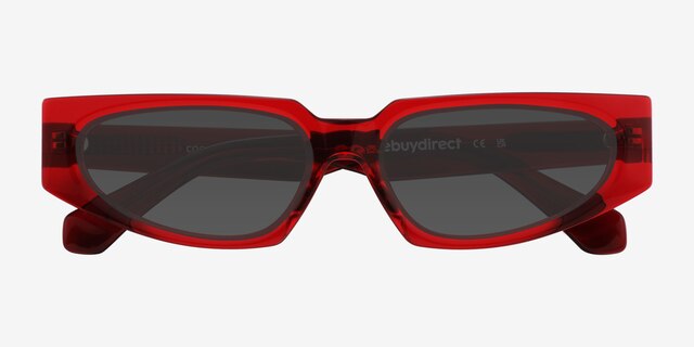 Cooke Red AcetateSunglass Frames from EyeBuyDirect, Closed View