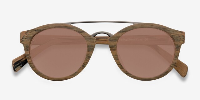 Enzo Brown & Striped Acetate-metalSunglass Frames from EyeBuyDirect, Closed View
