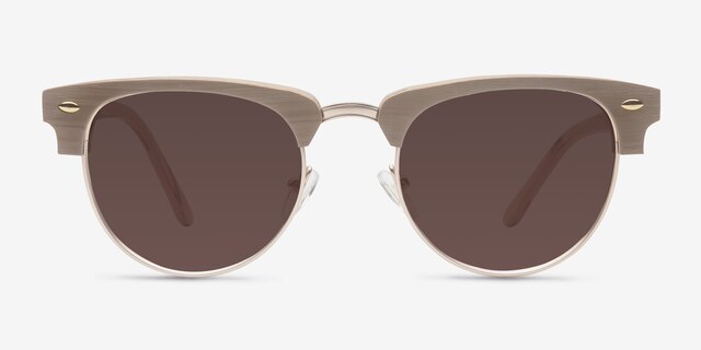 The Hamptons Oak & Silver Acetate-metalSunglass Frames from EyeBuyDirect, Front View