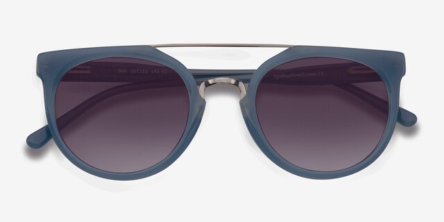 Bali Blue & Silver Acetate-metalSunglass Frames from EyeBuyDirect, Closed View