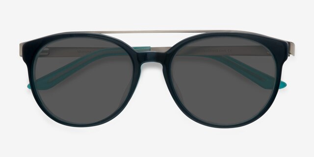 Morning Breeze Navy Silver Acetate-metalSunglass Frames from EyeBuyDirect, Closed View