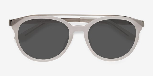 Morning Breeze Matte White Acetate-metalSunglass Frames from EyeBuyDirect, Closed View