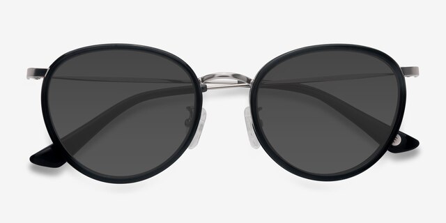 Reves Noir AcétateSoleil de Lunette de vue d'EyeBuyDirect, Vue Rapprochée