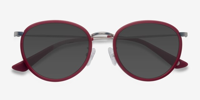 Reves Rouge AcétateSoleil de Lunette de vue d'EyeBuyDirect, Vue Rapprochée