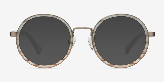 Bounce Brown Striped AcetateSunglass Frames from EyeBuyDirect, Front View