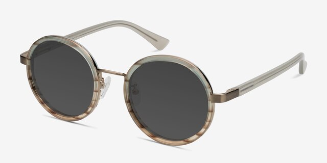 Bounce Brown Striped AcetateSunglass Frames from EyeBuyDirect, Angle View