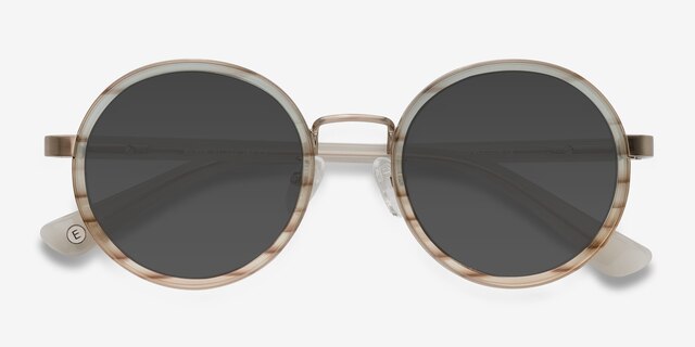 Bounce Brown Striped AcetateSunglass Frames from EyeBuyDirect, Closed View
