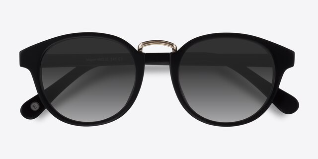 Major Noir AcétateSoleil de Lunette de vue d'EyeBuyDirect, Vue Rapprochée