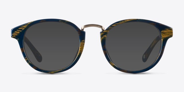 Major Blue Striped AcetateSunglass Frames from EyeBuyDirect, Front View