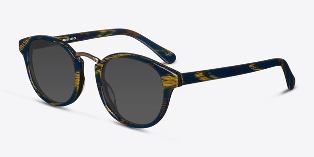 Major Blue Striped AcetateSunglass Frames from EyeBuyDirect, Angle View