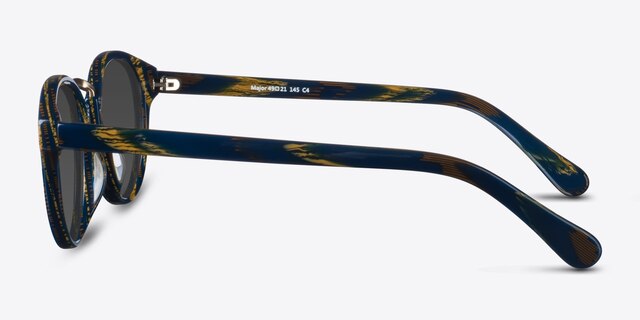 Major Blue Striped AcetateSunglass Frames from EyeBuyDirect, Side View