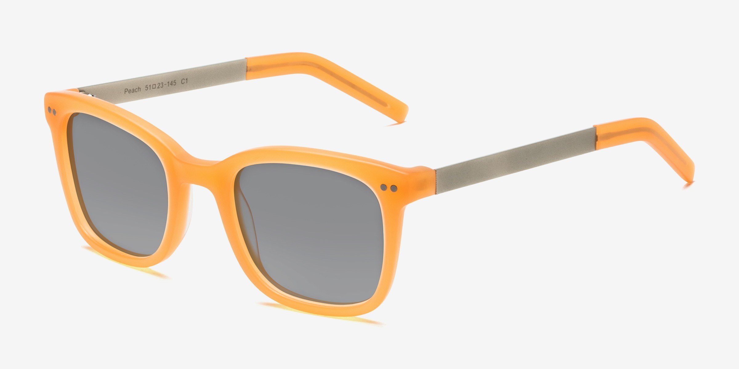 Peach - Square Matte Orange Frame Sunglasses For Women 