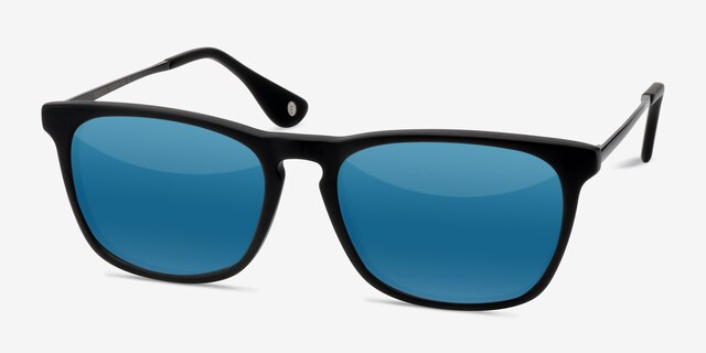 Bogota Matte Black Acetate-metalSunglass Frames from EyeBuyDirect, Angle View