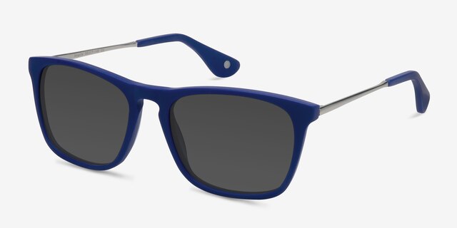 Bogota Matte Blue AcetateSunglass Frames from EyeBuyDirect, Angle View