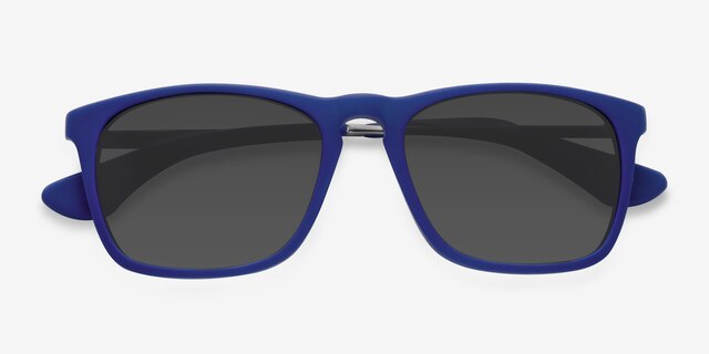 Bogota Matte Blue AcetateSunglass Frames from EyeBuyDirect, Closed View