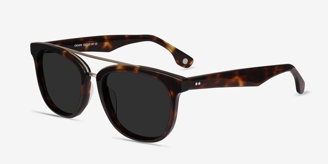 Crown Tortoise AcetateSunglass Frames from EyeBuyDirect, Angle View
