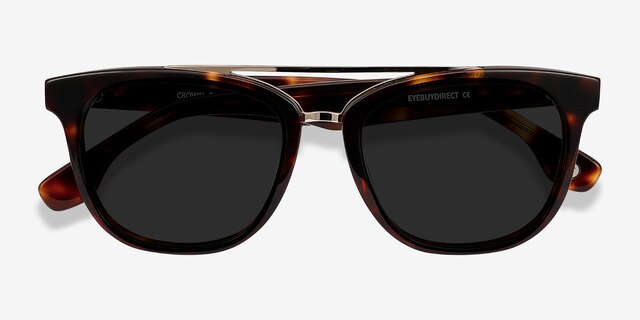 Crown Tortoise AcetateSunglass Frames from EyeBuyDirect, Closed View
