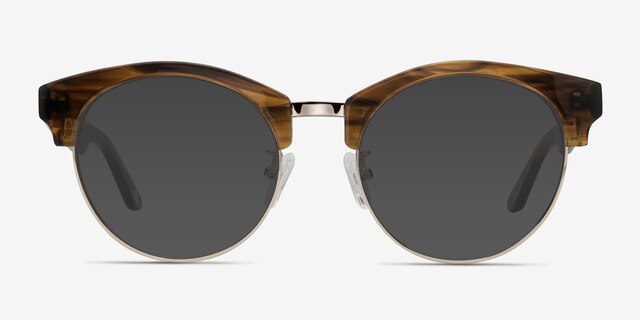 Starlet Brown Striped AcetateSunglass Frames from EyeBuyDirect, Front View